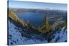 The view from Mt. Fahrenberg-Kopf towards lake Walchensee and Karwendel, Germany-Martin Zwick-Stretched Canvas