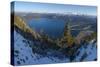 The view from Mt. Fahrenberg-Kopf towards lake Walchensee and Karwendel, Germany-Martin Zwick-Stretched Canvas