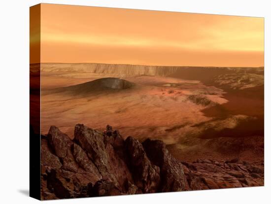 The View from the Rim of the Caldera of Olympus Mons on Mars-Stocktrek Images-Stretched Canvas