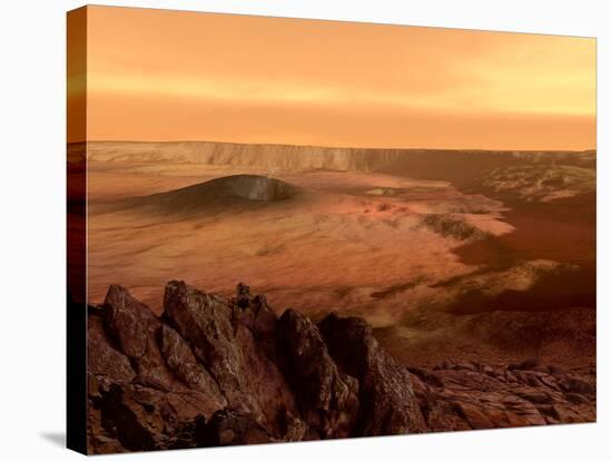 The View from the Rim of the Caldera of Olympus Mons on Mars-Stocktrek Images-Stretched Canvas