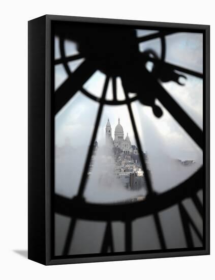 The View of Sacre Coeur Basilica from Clock in Cafe of Musee D'Orsay (Orsay Museum), Paris, France-Bruce Yuanyue Bi-Framed Stretched Canvas