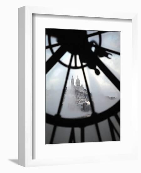 The View of Sacre Coeur Basilica from Clock in Cafe of Musee D'Orsay (Orsay Museum), Paris, France-Bruce Yuanyue Bi-Framed Photographic Print