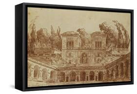 The Villa Farnese, Rome-Hubert Robert-Framed Stretched Canvas