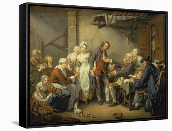 The Village Agreement-Jean Baptiste Greuze-Framed Stretched Canvas