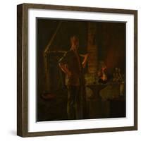 The Village Blacksmith, C.1900 (Oil on Canvas)-John George Brown-Framed Giclee Print