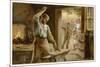 The Village Blacksmith in His Smithy-Herbert Dicksee-Mounted Art Print