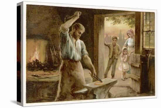 The Village Blacksmith in His Smithy-Herbert Dicksee-Stretched Canvas
