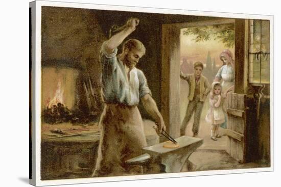 The Village Blacksmith in His Smithy-Herbert Dicksee-Stretched Canvas