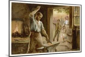 The Village Blacksmith in His Smithy-Herbert Dicksee-Mounted Art Print