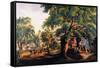 The Village Blacksmith-Currier & Ives-Framed Stretched Canvas