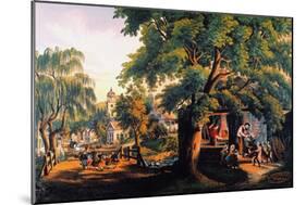 The Village Blacksmith-Currier & Ives-Mounted Giclee Print