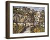 The Village Bridge, (Oil on Canvas)-Walter Elmer Schofield-Framed Giclee Print