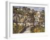 The Village Bridge, (Oil on Canvas)-Walter Elmer Schofield-Framed Giclee Print