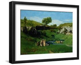 The Village Maidens, 1851-Gustave Courbet-Framed Giclee Print
