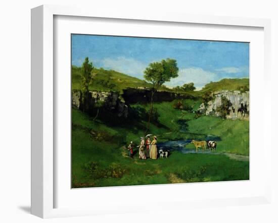 The Village Maidens, 1851-Gustave Courbet-Framed Giclee Print