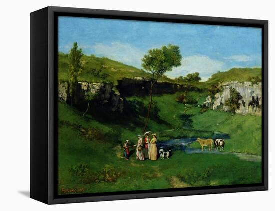 The Village Maidens, 1851-Gustave Courbet-Framed Stretched Canvas