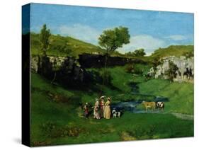The Village Maidens, 1851-Gustave Courbet-Stretched Canvas