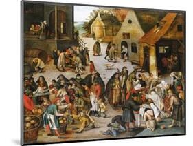 The Village Market-Pieter Brueghel the Younger-Mounted Giclee Print