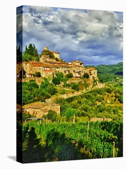 The Village of Montefioralle Overlooks the Tuscan Hills around Greve, Tuscany, Italy-Richard Duval-Stretched Canvas