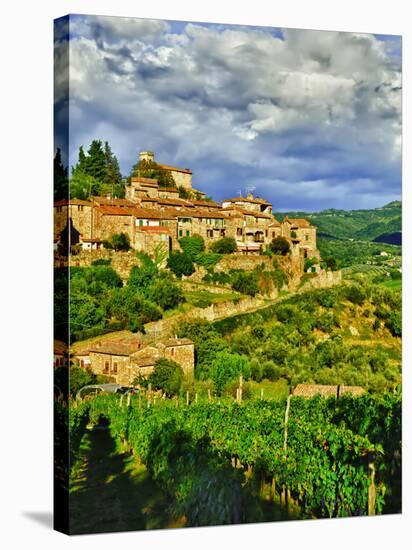 The Village of Montefioralle Overlooks the Tuscan Hills around Greve, Tuscany, Italy-Richard Duval-Stretched Canvas