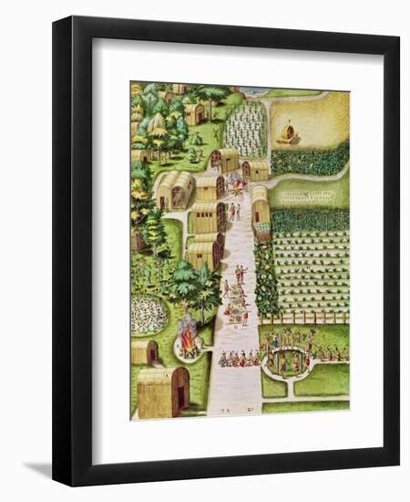 The Village of Secoton, from "Admiranda Narratio...", Published by Theodore de Bry-Theodor de Bry-Framed Giclee Print