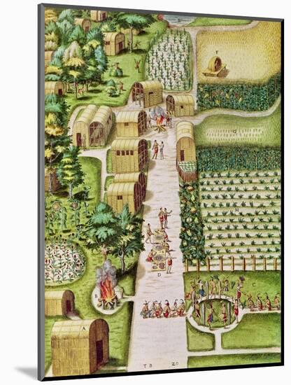 The Village of Secoton, from "Admiranda Narratio...", Published by Theodore de Bry-Theodor de Bry-Mounted Giclee Print