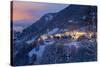 The village of Soglio by nigth after a heavy snowfall, val Bregaglia, Grisons, Switzerland-ClickAlps-Stretched Canvas