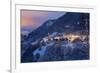 The village of Soglio by nigth after a heavy snowfall, val Bregaglia, Grisons, Switzerland-ClickAlps-Framed Photographic Print