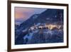 The village of Soglio by nigth after a heavy snowfall, val Bregaglia, Grisons, Switzerland-ClickAlps-Framed Photographic Print