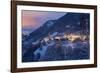 The village of Soglio by nigth after a heavy snowfall, val Bregaglia, Grisons, Switzerland-ClickAlps-Framed Photographic Print