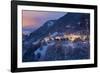 The village of Soglio by nigth after a heavy snowfall, val Bregaglia, Grisons, Switzerland-ClickAlps-Framed Photographic Print