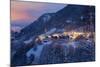 The village of Soglio by nigth after a heavy snowfall, val Bregaglia, Grisons, Switzerland-ClickAlps-Mounted Photographic Print
