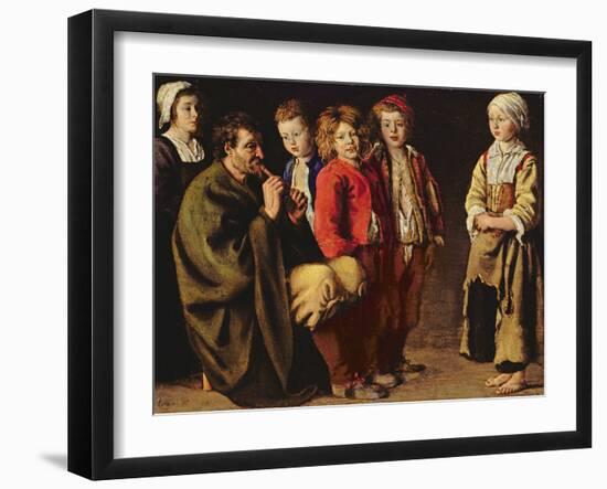 The Village Piper, 1642 (Oil on Copper)-Antoine Le Nain-Framed Giclee Print
