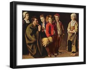 The Village Piper, 1642 (Oil on Copper)-Antoine Le Nain-Framed Giclee Print