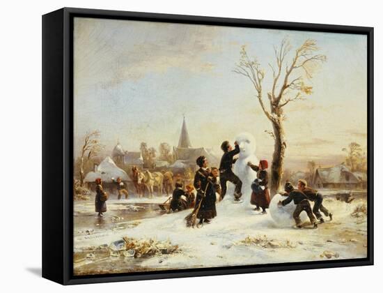 The Village Snowman, 1853-Wilhelm Alexander Meyerheim-Framed Stretched Canvas