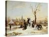 The Village Snowman-Wilhelm Alexander Meyerheim-Stretched Canvas