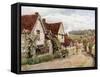 The Village Street, Kersey, Suffolk-Alfred Robert Quinton-Framed Stretched Canvas