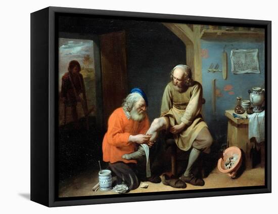 The Village Surgeon, 17Th Century (Oil on Canvas)-David III Ryckaert-Framed Stretched Canvas