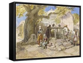 The Village Well, 1864-William 'Crimea' Simpson-Framed Stretched Canvas