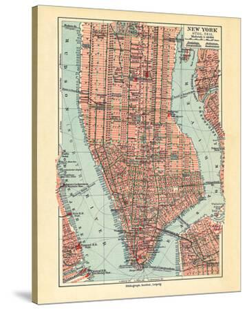 'Vintage New York Map' Stretched Canvas Print - The Vintage Collection