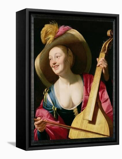 The Viola-Da-Gamba Player-Gerrit van Honthorst-Framed Stretched Canvas