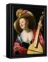 The Viola-Da-Gamba Player-Gerrit van Honthorst-Framed Stretched Canvas