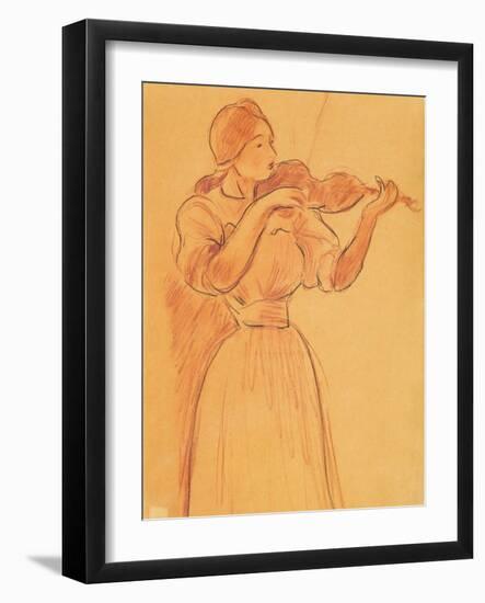 The Violin, 1894 (Pencil and Red Chalk on Paper)-Berthe Morisot-Framed Giclee Print