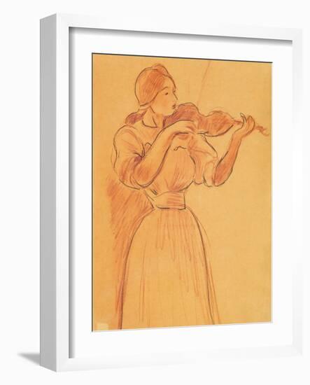 The Violin, 1894 (Pencil and Red Chalk on Paper)-Berthe Morisot-Framed Giclee Print