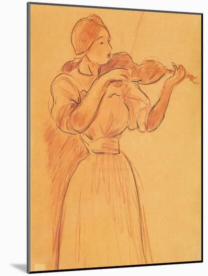 The Violin, 1894 (Pencil and Red Chalk on Paper)-Berthe Morisot-Mounted Giclee Print