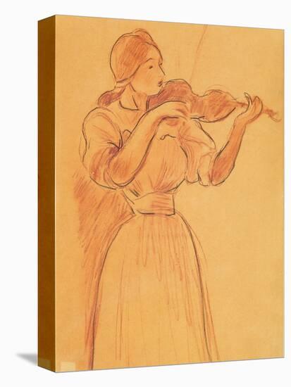 The Violin, 1894 (Pencil and Red Chalk on Paper)-Berthe Morisot-Stretched Canvas