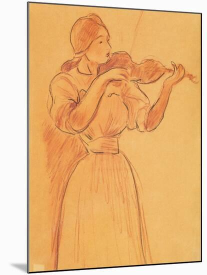 The Violin, 1894 (Pencil and Red Chalk on Paper)-Berthe Morisot-Mounted Giclee Print