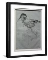 The Violinist (study for “La Repetition”). Around 1879-Edgar Degas-Framed Giclee Print