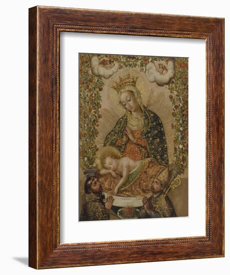 The Virgin Adoring the Christ Child with Two Saints, 18th century-Cuzco School-Framed Giclee Print