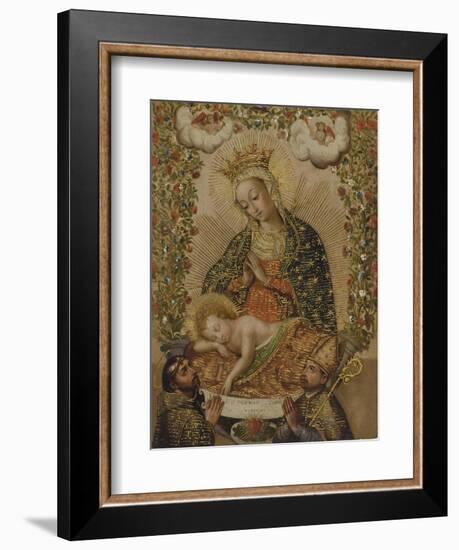 The Virgin Adoring the Christ Child with Two Saints, 18th century-Cuzco School-Framed Giclee Print